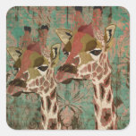 Rosa Giraffes Damask Sticker