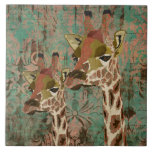 Rosa Giraffes Damask Tile tiles