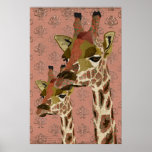 Rosa Giraffes Glitzy  Art Poster