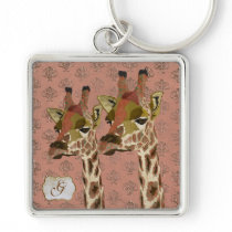 Rosa Giraffes Glitzy Keychain keychains