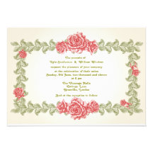 rose border wedding invitation