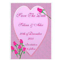 Rose Bud Heart Save the Date Custom Invitation