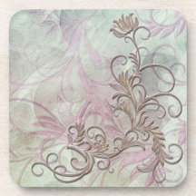 Rose Gold Shaded Floral Corkback Coaster Sets
