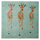Rose Owl & Azure Amber Deer  Tile