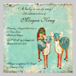 Rose Owl & Azure Deer Baby Shower Invitation invitations