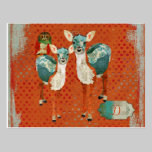 Rose Owl & Azure Deer Monogram Grunge  Postcard postcards