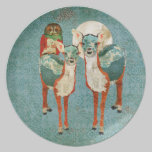 Rose Owl & Azure Deer Moonlight Plate plates