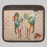 Rose Owl & Azure Deer Retro Orange Moonlight iPad ipad sleeves