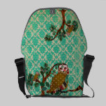 Rose Owl Boho Jade Damask Messenger Bag messenger bags