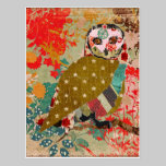 Rose Owl Floral Postcard postcards
