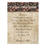 Rose Owl Floral White & Brown Wedding Invitation