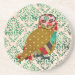 Rose Owl Green Damask  Coaster coasters