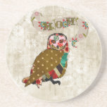 Rose Owl Mum White  Floral   Coaster coasters