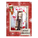 Rose Owl Red Christmas Photo Card
