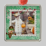 Rose Owl Starry Night Green Photo Ornament ornaments
