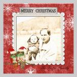 Rose Owls Red Christmas Photo Card invitations