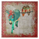 Rose Owls & Ruby Azure Donkey Tile tiles