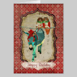 Rose Owls & Ruby Donkey  Birthday  Card cards