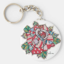 rose patchwork key chain