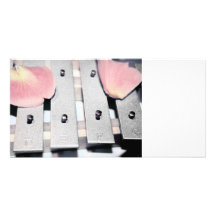 Rose Petals on Metal Bells Faded style Personalized Photo Card