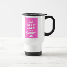 Rose Pink Keep Calm and Carry On Coffee Mugs