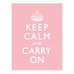 Rose Pink Keep Calm and Carry On Post Card