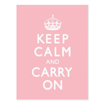 Rose Pink Keep Calm and Carry On Post Card