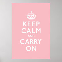 Rose Pink Keep Calm and Carry On Print