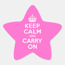 Rose Pink Keep Calm and Carry On Star Stickers