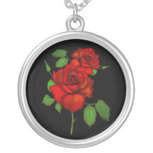 Rose Red Illustration Necklace