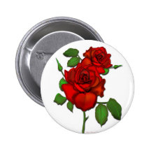 Rose Red Illustration Pinback Button