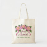 Rose Ribbon Wedding - just married Canvas Bag