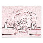Rose, two tea light candles, done in black n pink photograph