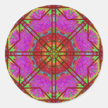 Rose Window Mandala Round Stickers
