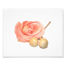 Rose with wooden percussion bell mallets faded cut art photo
