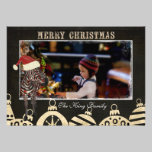 Rose Zebra Black & Ivory Christmas Photo Card invitations