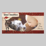 Rose Zebra Ivory & Red Christmas Photo Card photo cards