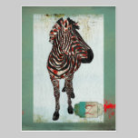 Rose Zebra Monogram Grunge  Postcard postcards