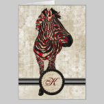Rose Zebra Monogram Notecard cards