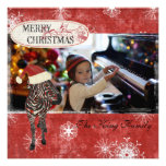 Rose Zebra Red Christmas Photo Card