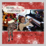 Rose Zebra Red Christmas Photo Card invitations
