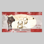Rose Zebra  Red & Silver Christmas Photo Card photo cards