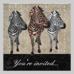 Rose Zebra Shadows Invitation invitations