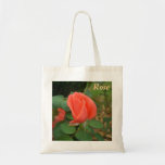 Rosebud with Raindrops on the Petals Photo Tote Bags