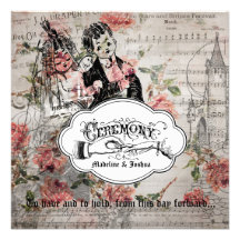 Roses and Song Bride and Groom Wedding Invite