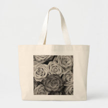 ROSES, Black and White Photo Canvas Bags