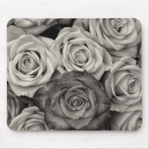 ROSES, Black and White Photo Mousepad