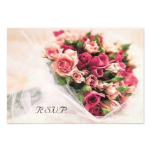 Roses Bouquet Wedding RSVP Personalized Announcements