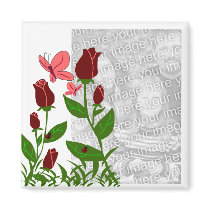 Roses with butterflies template magnet