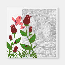 Roses with butterflies template magnet